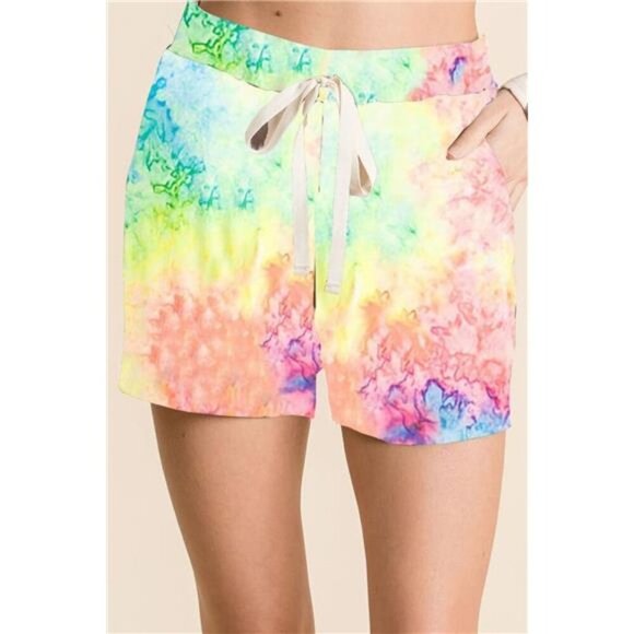 BiBi Tie Dye Soft Knit Casual Shorts - Picture 1 of 3